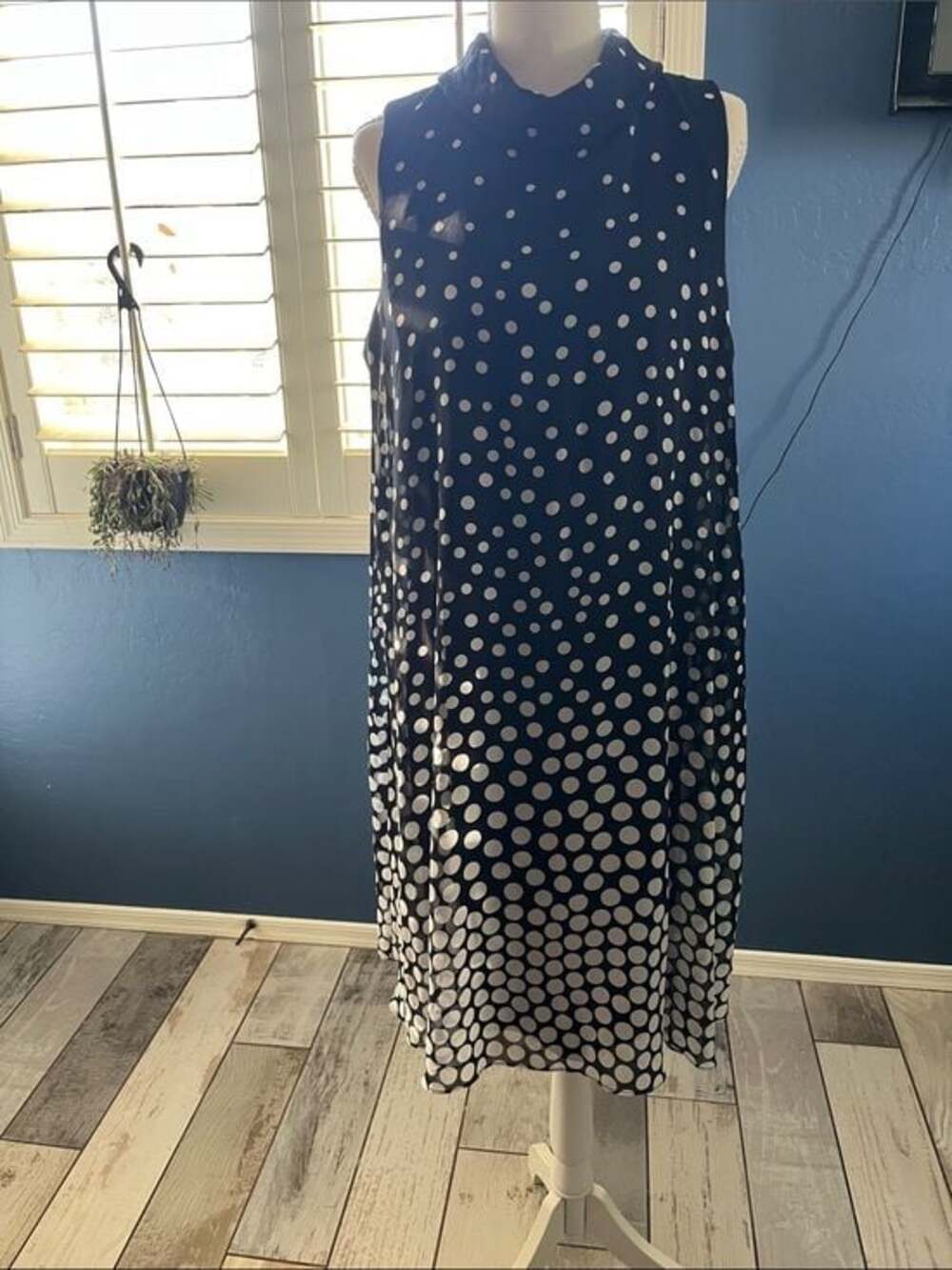 Black and White Polka Dot Sleeveless Shift Dress